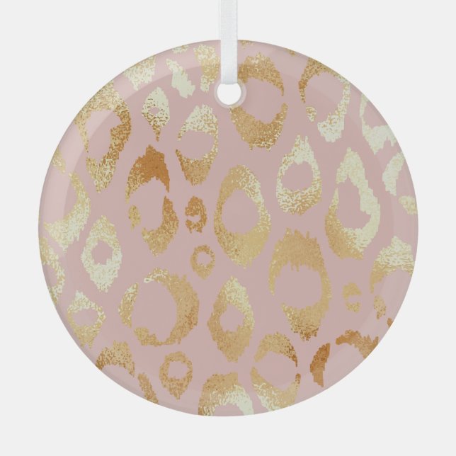 Leopard skin, rose gold texture glass tree decoration (Front)