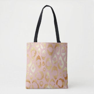 Leopard skin, rose gold texture tote bag
