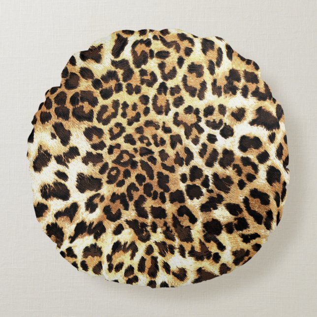 Leopard skin, seamless pattern design. round cushion (Front)
