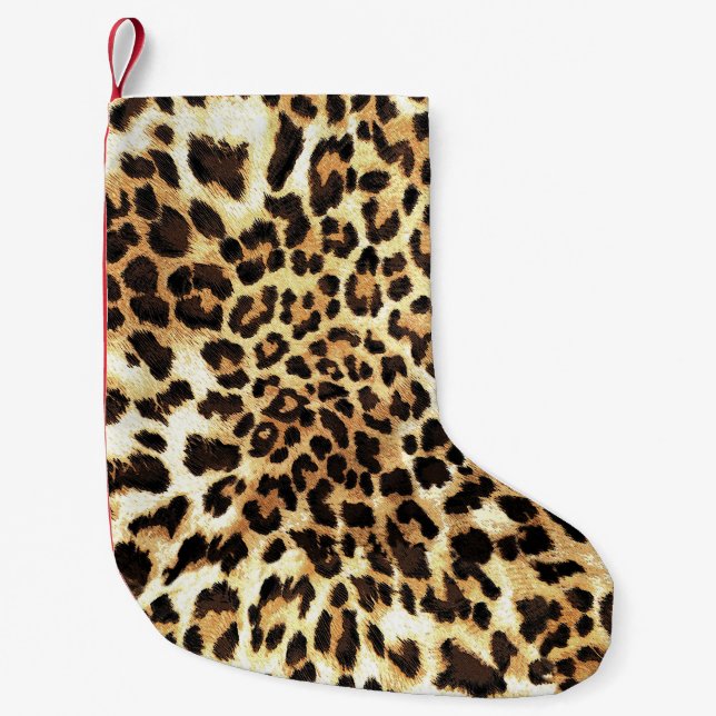 Leopard skin, seamless pattern design. small christmas stocking (Front)
