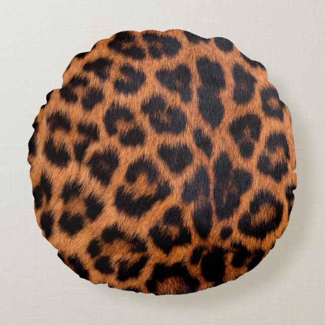 Leopard skin texture : Close-up leopard spot patte Round Cushion (Front)