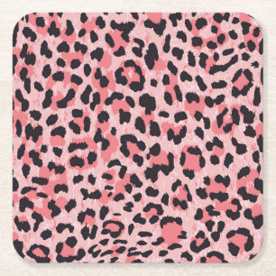 Leopard skin: vintage seamless texture square paper coaster