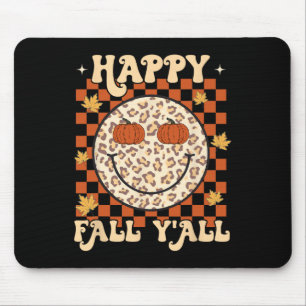 Leopard Smile Face Happy Fall Y'all Retro Groovy A Mouse Pad