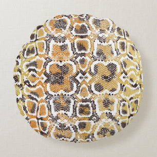 Leopard Snake Animal Print Texture Round Cushion