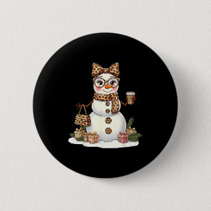 Leopard Snowman With Sungles Funny Christmas Women 6 Cm Round Badge