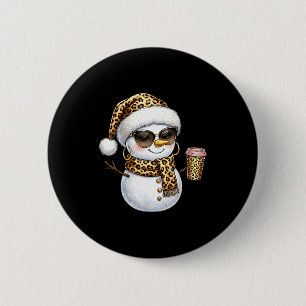 Leopard Snowman With Sungles Funny Christmas Women 6 Cm Round Badge