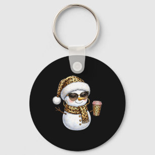 Leopard Snowman With Sungles Funny Christmas Women Key Ring