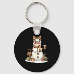Leopard Snowman With Sungles Funny Christmas Women Key Ring