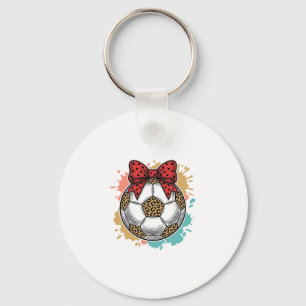 Leopard Soccer Bow Vintage Engraving Shirt Design_ Key Ring