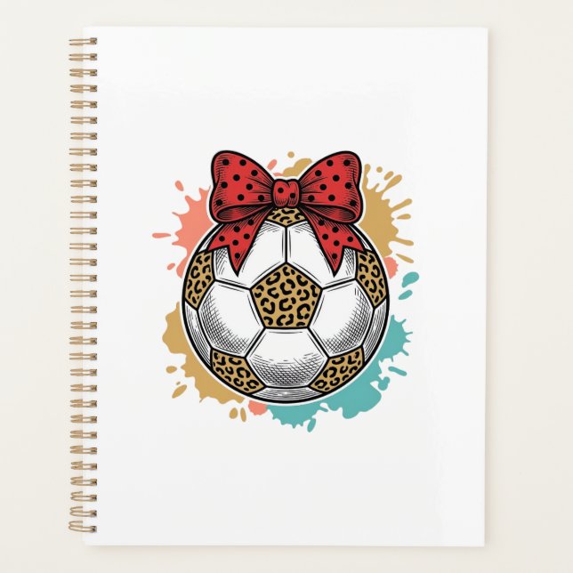 Leopard Soccer Bow Vintage Engraving Shirt Design_ Planner (Front)