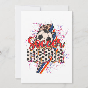 Leopard Soccer Mama Lightning Bolt Sport Mum Mothe Invitation