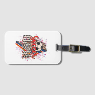 Leopard Soccer Mama Lightning Bolt Sport Mum Mothe Luggage Tag