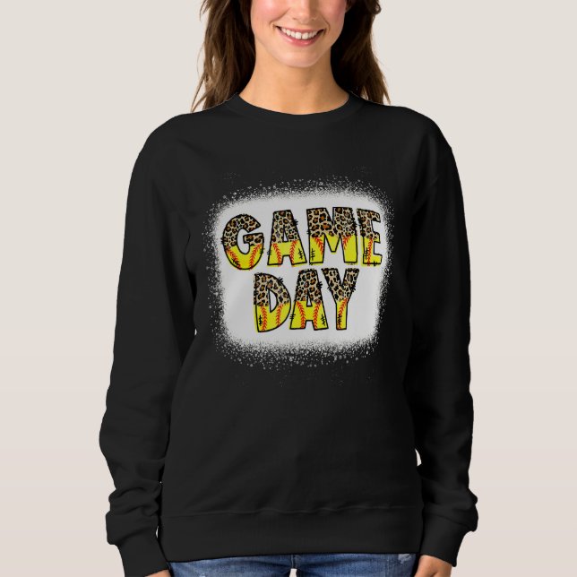 Leopard Softball Game Day Vibes Softball Mum Softb Sweatshirt (Front)
