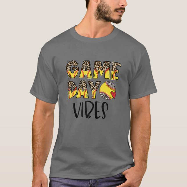 Leopard Softball Game Day Vibes Tee Softball Mum M (Front)
