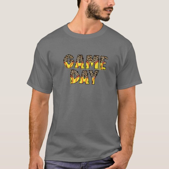 Leopard Softball Game Day Vibes Tee Softball Mum M (Front)