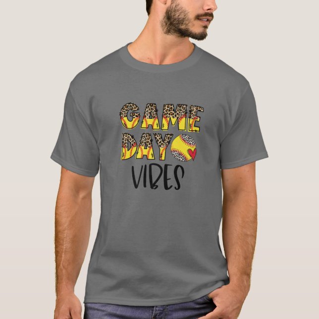 Leopard Softball Game Day Vibes Tee Softball Mum M (Front)