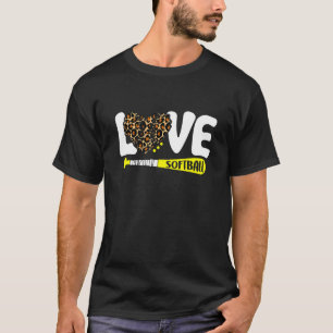 Leopard Softball Graphic Love Saying Text For Soft T-Shirt