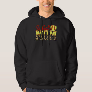 Leopard Softball Mum Game Day Mother''s Day 2022 Hoodie