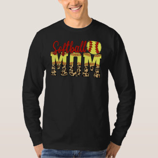 Leopard Softball Mum Game Day Mother''s Day 2022 T-Shirt