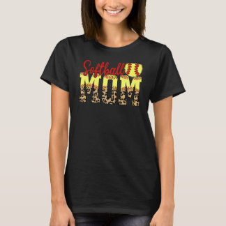 Leopard Softball Mum Game Day Mother''s Day 2022 T-Shirt