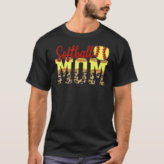 Leopard Softball Mum Game Day Mother''s Day 2022 T-Shirt