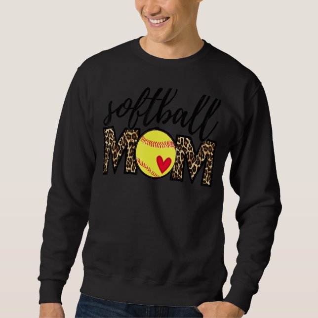 Leopard Softball Mum Softball Game Day Vibes Mothe Sweatshirt (Front)