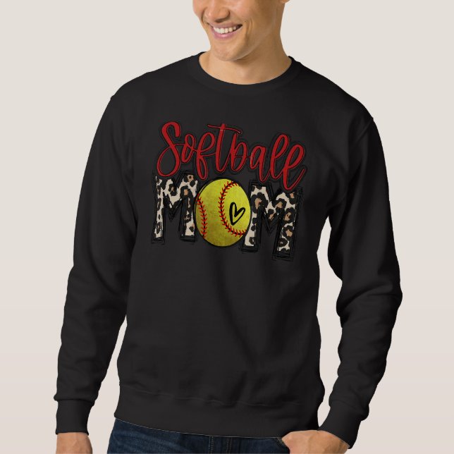 Leopard Softball Mum Softball Game Day Vibes Mothe Sweatshirt (Front)