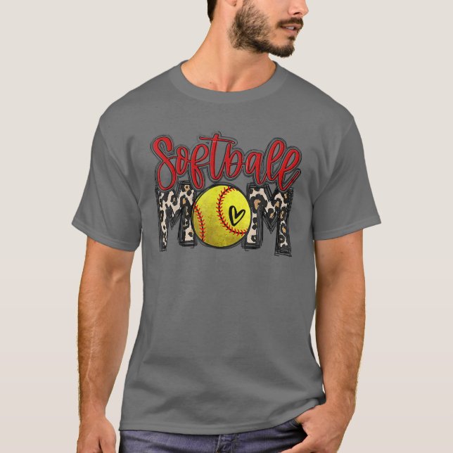 Leopard Softball Mum Softball Game Day Vibes Mothe T-Shirt (Front)
