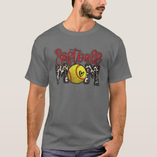 Leopard Softball Mum Softball Game Day Vibes Mothe T-Shirt