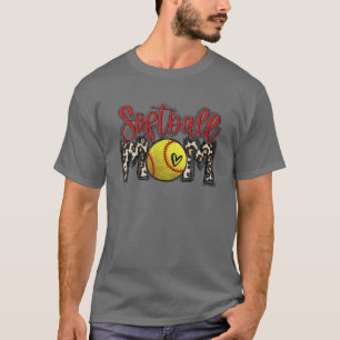 Leopard Softball Mum Softball Game Day Vibes Mothe T-Shirt