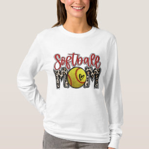 Leopard Softball Mum Softball Game Day Vibes Mothe T-Shirt