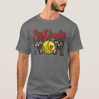 Leopard Softball Mum Softball Game Day Vibes Mothe T-Shirt