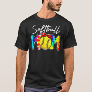 Leopard Softball Mum Tie Dye Softball Game Day Mot T-Shirt