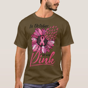 Leopard Sparkle Pink Sunflower Breast Cancer Aware T-Shirt