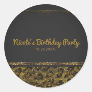 Leopard Sparkle Sequins Glam Chic Modern Party Classic Round Sticker