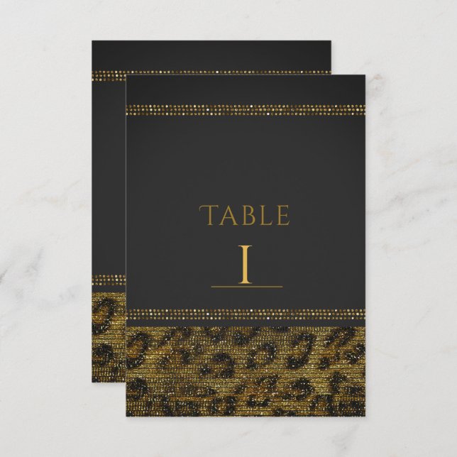 Leopard Sparkle Sequins Glam Chic Table Numbers (Front/Back)