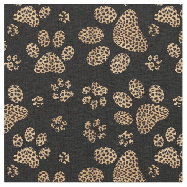 Leopard Spot Paw Prints Fabric (Close Up)