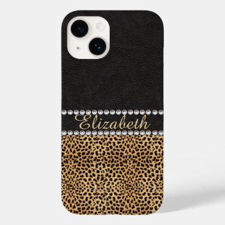 Leopard Spot Rhinestone Diamonds Monogram Case-Mate iPhone 14 Case