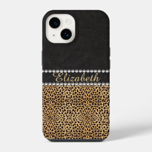Leopard Spot Rhinestone Diamonds Monogram iPhone 14 Case