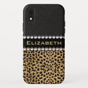 Leopard Spot Rhinestone Diamonds Monogram PHOTO Case-Mate iPhone Case