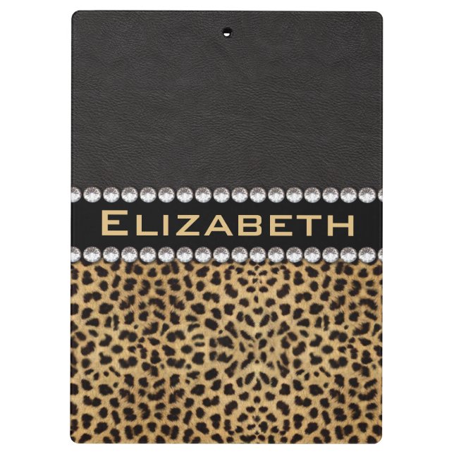 Leopard Spot Rhinestone Diamonds Monogram PHOTO Clipboard (Back)
