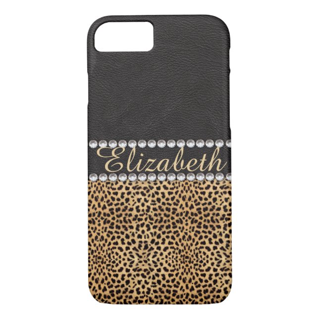Leopard Spot Rhinestone Diamonds Personalise Case-Mate iPhone Case (Back)