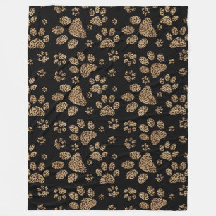 Leopard Spot Skin Paw Prints Fleece Blanket