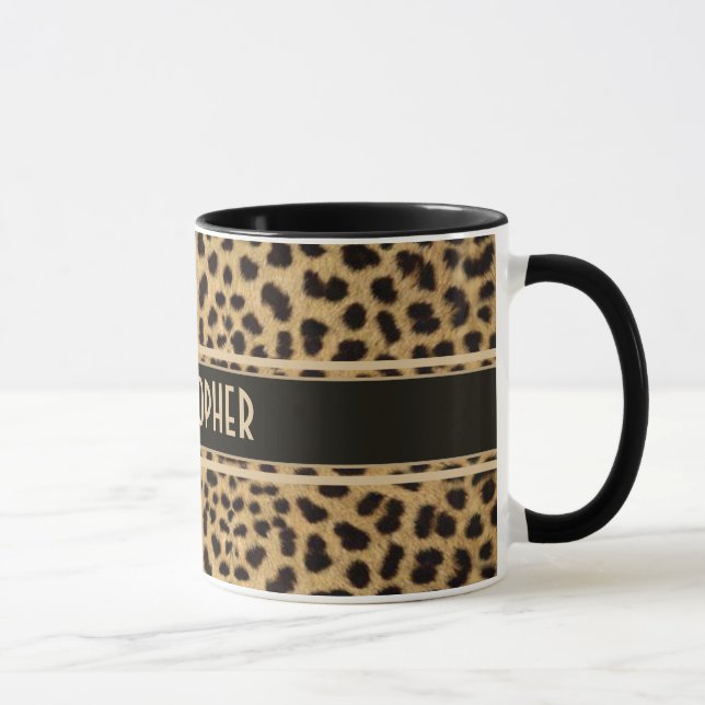 Leopard Spot Skin Print Personalised Mug (Right)