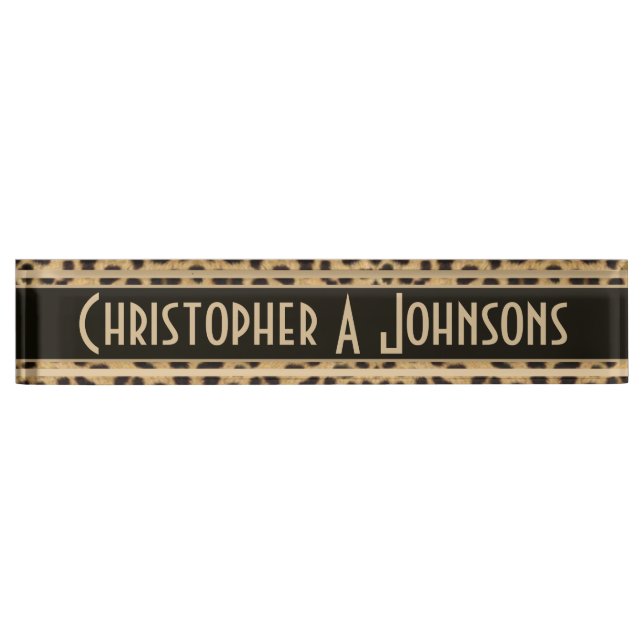 Leopard Spot Skin Print Personalised Nameplate (Front)