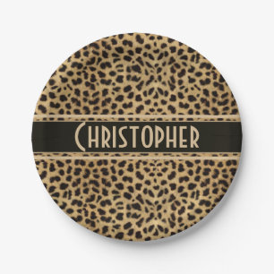 Leopard Spot Skin Print Personalised Paper Plate
