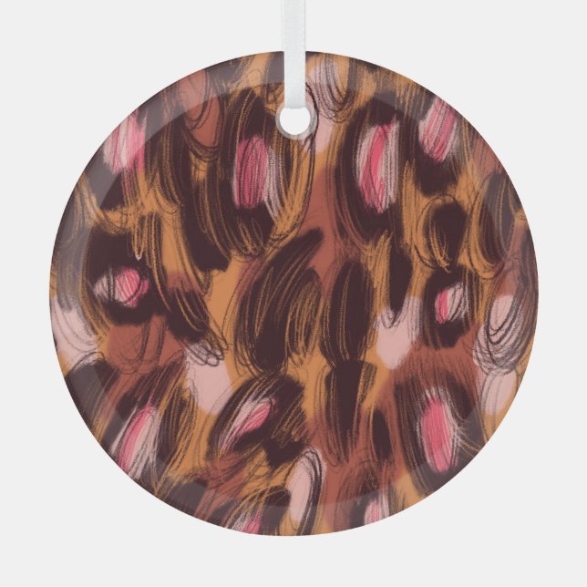 Leopard Spots African Animal Pattern Glass Tree Decoration (Front)