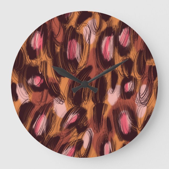 Leopard Spots African Animal Pattern Large Clock (Front)