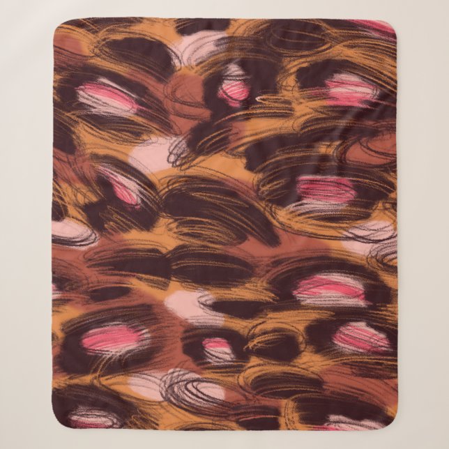 Leopard Spots African Animal Pattern Sherpa Blanket (Front)
