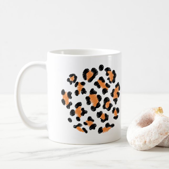 Leopard spots animal skin design coffee mug (With Donut)